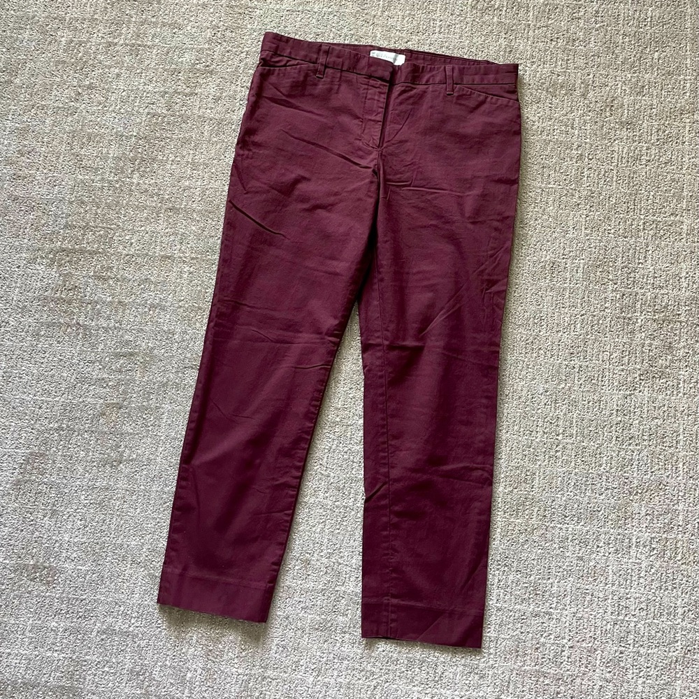 Gap Slim Cropped Khakis in Burgundy, Dark Rose Slacks, Stretch, size 8